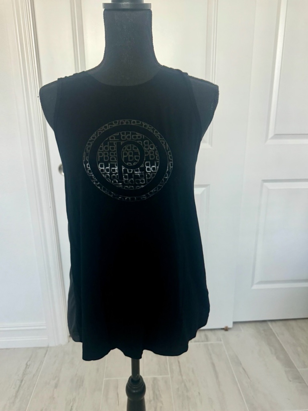 Splits 59 Black Muscle Tank with Pure Barre Circle Logo